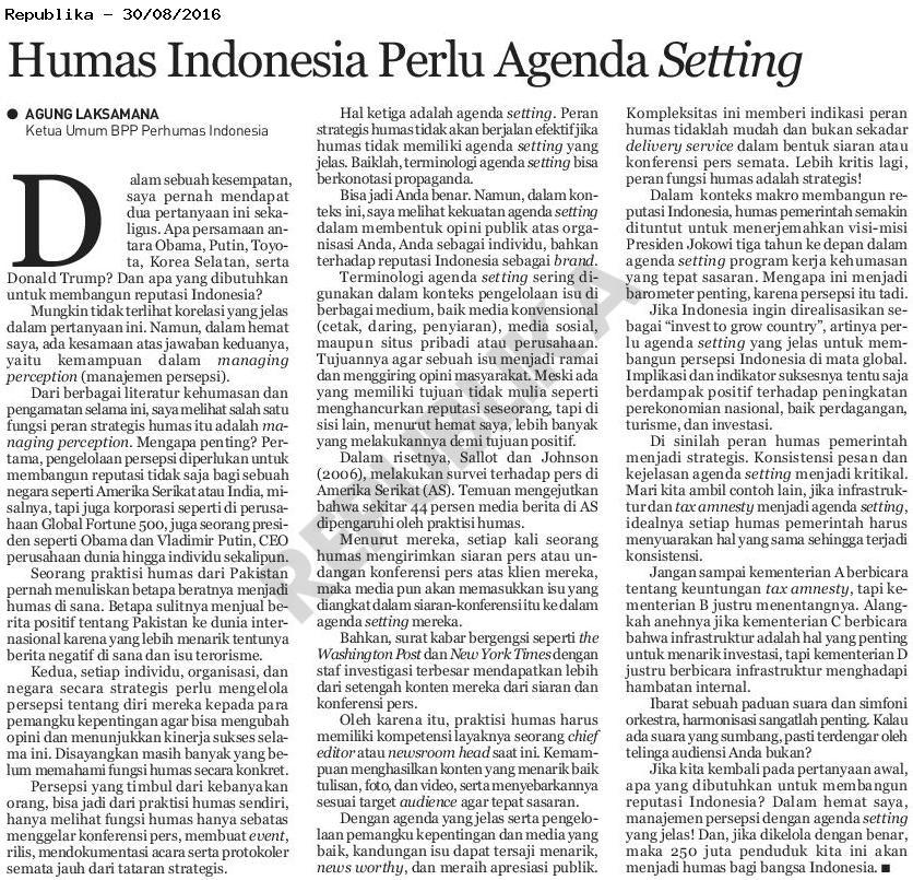 Humas Indonesia Perlu Agenda Setting